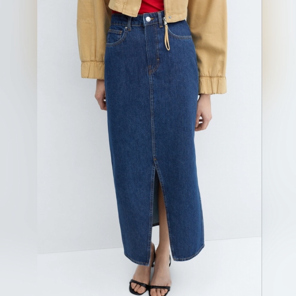Mango Maxi Denim Skirt with front slit